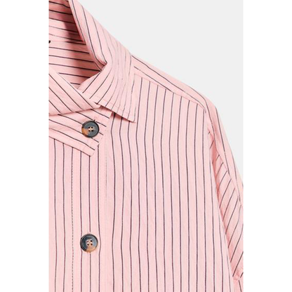Women's loose striped high neck shirt