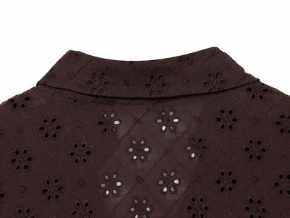 suit Women's 2 pieces hollowed out embroidered shirt+Pants+Skirts