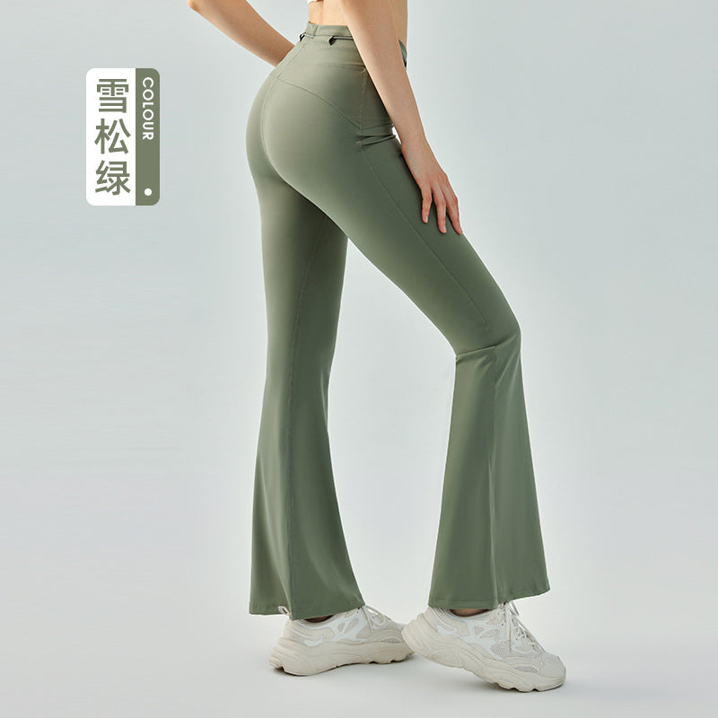 Women's new high waist drawstring micro-pull fitness pants